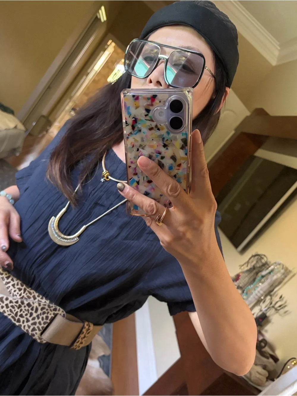 Anthropologie Black and Gray Oversized Square Sunglasses